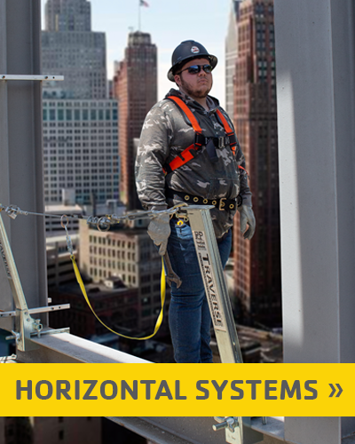 Horizontal Lifeline System On I-beam With Worker