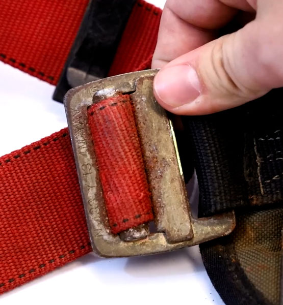 Inspection Of Corroded Buckle On Full Body Harness