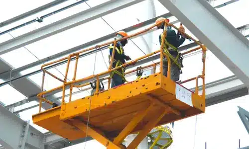 Workers On A Scissor Lift