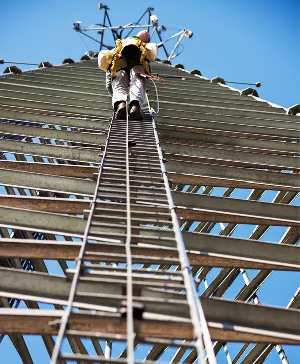 Worker Climbing FrenchCreek VL-38 Cable System